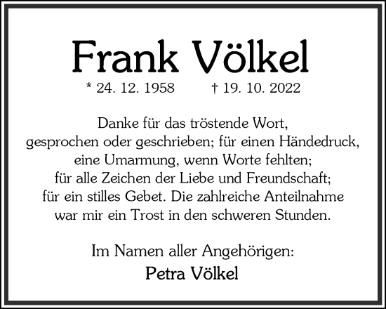 Anzeige  Frank Völkel  Lippische Landes-Zeitung