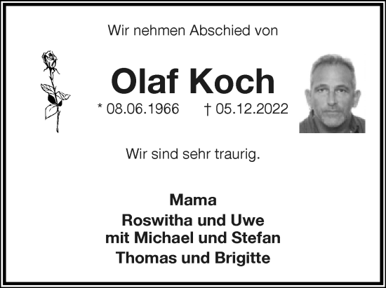 Anzeige  Olaf Koch  Lippische Landes-Zeitung