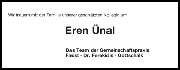 Anzeige  Eren Ünal  Lippische Landes-Zeitung