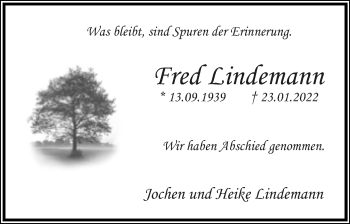 Anzeige  Fred Lindemann  Lippische Landes-Zeitung