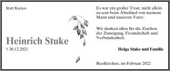 Anzeige  Heinrich Stuke  Lippische Landes-Zeitung