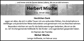 Anzeige  Herbert Mische  Lippische Landes-Zeitung