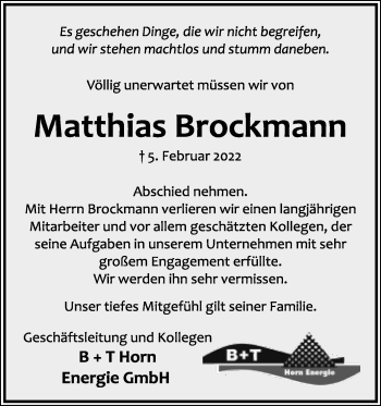 Anzeige  Matthias Brockmann  Lippische Landes-Zeitung