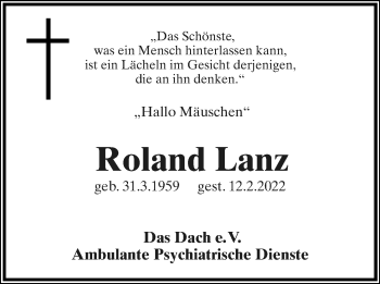 Anzeige  Roland Lanz  Lippische Landes-Zeitung