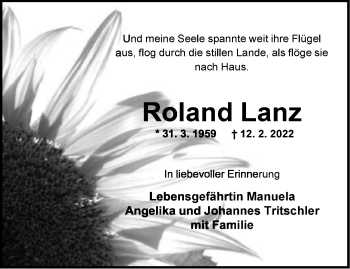 Anzeige  Roland Lanz  Lippische Landes-Zeitung