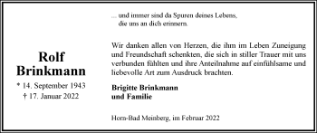 Anzeige  Rolf Brinkmann  Lippische Landes-Zeitung