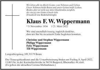 Anzeige  Klaus F. W. Wippermann  Lippische Landes-Zeitung
