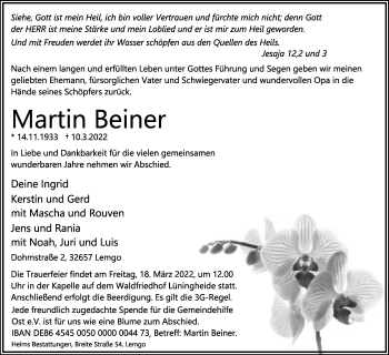 Anzeige  Martin Beiner  Lippische Landes-Zeitung
