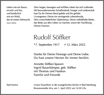 Anzeige  Rudolf Söffker  Lippische Landes-Zeitung