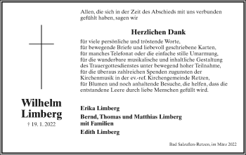 Anzeige  Wilhelm Limberg  Lippische Landes-Zeitung