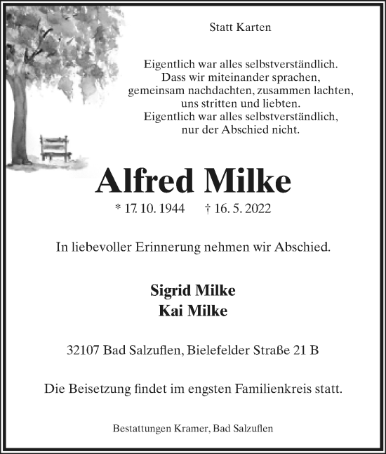 Anzeige  Alfred Milke  Lippische Landes-Zeitung