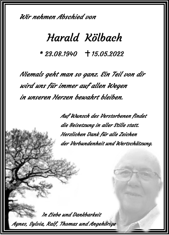 Anzeige  Harald Kölbach  Lippische Landes-Zeitung