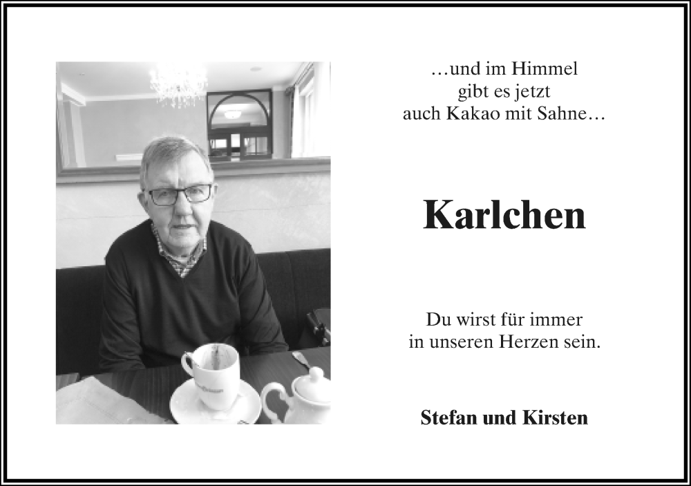  Traueranzeige für Karl Klusmeier vom 14.05.2022 aus Lippische Landes-Zeitung