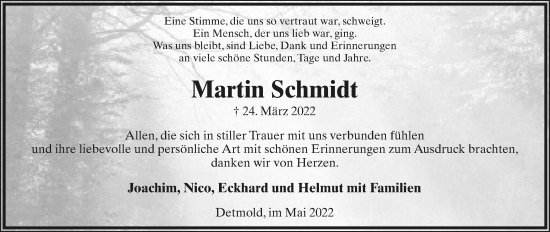 Anzeige  Martin Schmidt  Lippische Landes-Zeitung