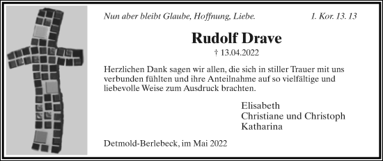 Anzeige  Rudolf Drave  Lippische Landes-Zeitung