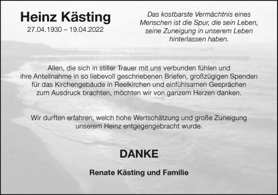 Anzeige  Heinz Kästing  Lippische Landes-Zeitung