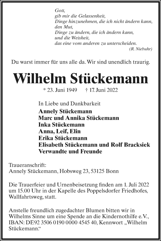 Anzeige  Wilhelm Stückemann  Lippische Landes-Zeitung