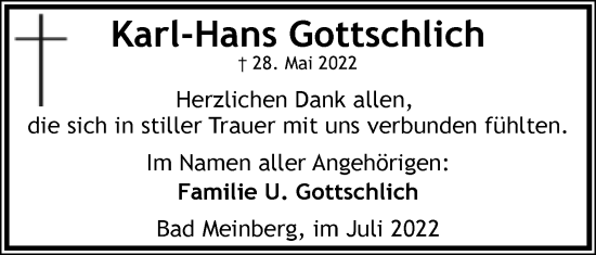 Anzeige  Karl-Hans Gottschlich  Lippische Landes-Zeitung