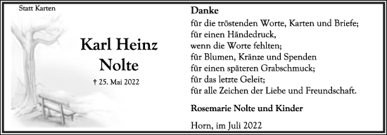 Anzeige  Karl Heinz Nolte  Lippische Landes-Zeitung