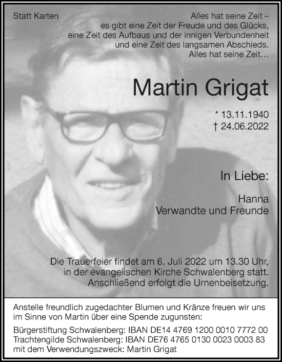 Anzeige  Martin Grigat  Lippische Landes-Zeitung