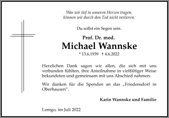 Anzeige  Michael Wannske  Lippische Landes-Zeitung