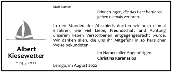 Anzeige  Albert Kiesewetter  Lippische Landes-Zeitung
