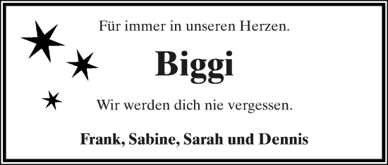Anzeige  Biggi   Lippische Landes-Zeitung