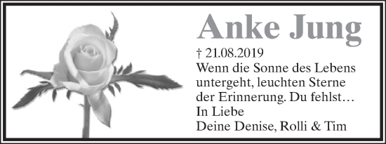 Anzeige  Anke Jung  Lippische Landes-Zeitung
