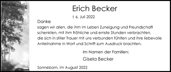 Anzeige  Erich Becker  Lippische Landes-Zeitung