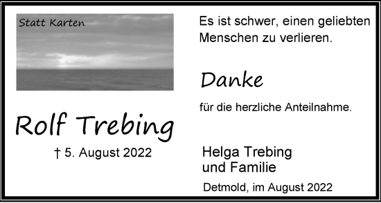 Anzeige  Rolf Trebing  Lippische Landes-Zeitung