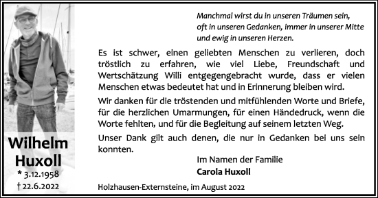 Anzeige  Wilhelm Huxoll  Lippische Landes-Zeitung