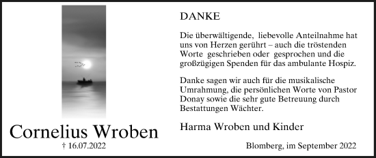 Anzeige  Cornelius Wroben  Lippische Landes-Zeitung