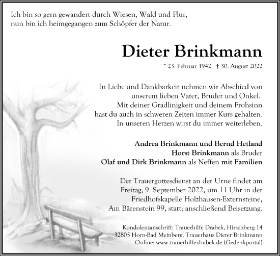 Anzeige  Dieter Brinkmann  Lippische Landes-Zeitung