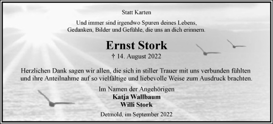 Anzeige  Ernst Stork  Lippische Landes-Zeitung