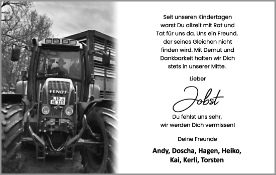 Anzeige  Jobst Plaßmann  Lippische Landes-Zeitung