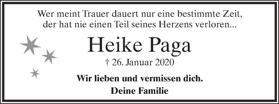 Anzeige  Heike Paga  Lippische Landes-Zeitung