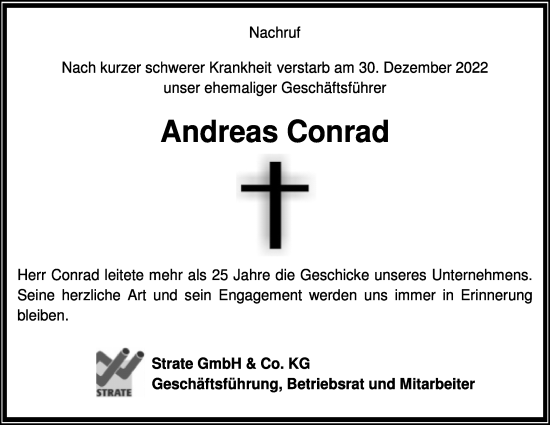 Anzeige  Andreas Conrad  Lippische Landes-Zeitung