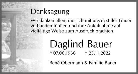 Anzeige  Daglind Bauer  Lippische Landes-Zeitung