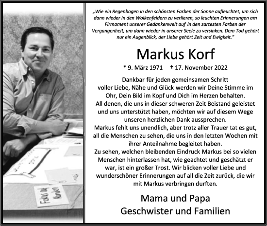 Anzeige  Markus Korf  Lippische Landes-Zeitung