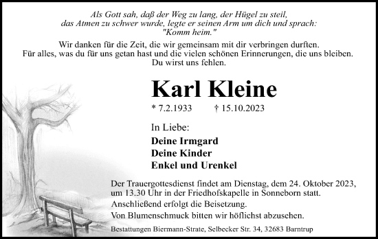 Anzeige  Karl Kleine  Lippische Landes-Zeitung