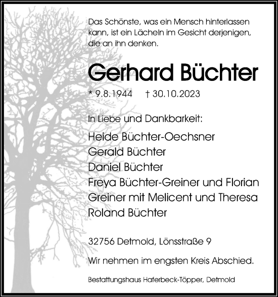 Anzeige  Gerhard Büchter  Lippische Landes-Zeitung