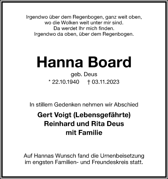 Anzeige  Hanna Board  Lippische Landes-Zeitung