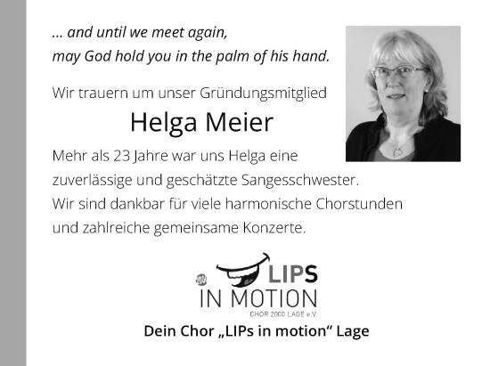 Anzeige  Helga Meier  Lippische Landes-Zeitung