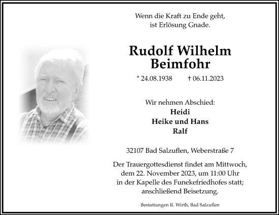 Anzeige  Rudolf Wilhelm Beimfohr  Lippische Landes-Zeitung