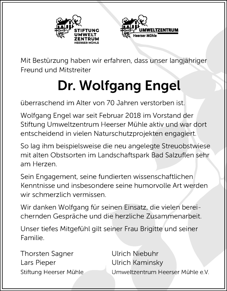  Traueranzeige für Wolfgang Engel vom 21.12.2023 aus Lippische Landes-Zeitung