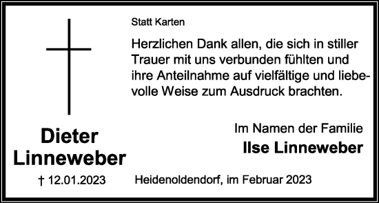 Anzeige  Dieter Linneweber  Lippische Landes-Zeitung