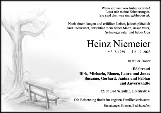 Anzeige  Heinz Niemeier  Lippische Landes-Zeitung