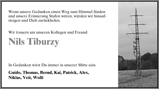 Anzeige  Nils Tiburzy  Lippische Zeitung