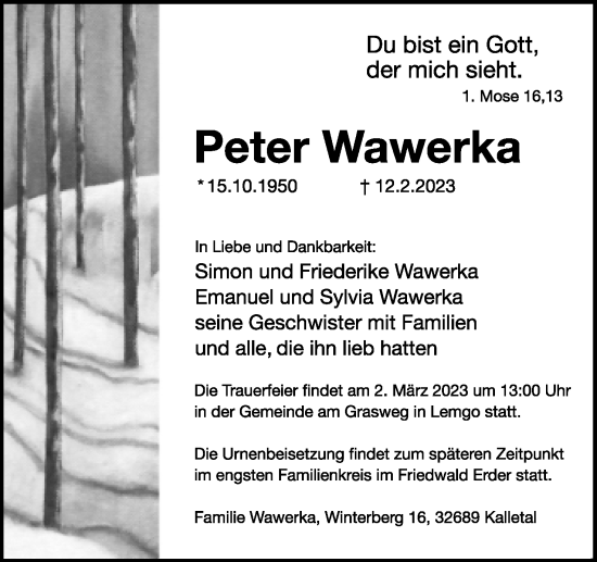 Anzeige  Peter Wawerka  Lippische Landes-Zeitung
