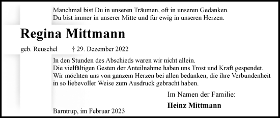 Anzeige  Regina Mittmann  Lippische Landes-Zeitung